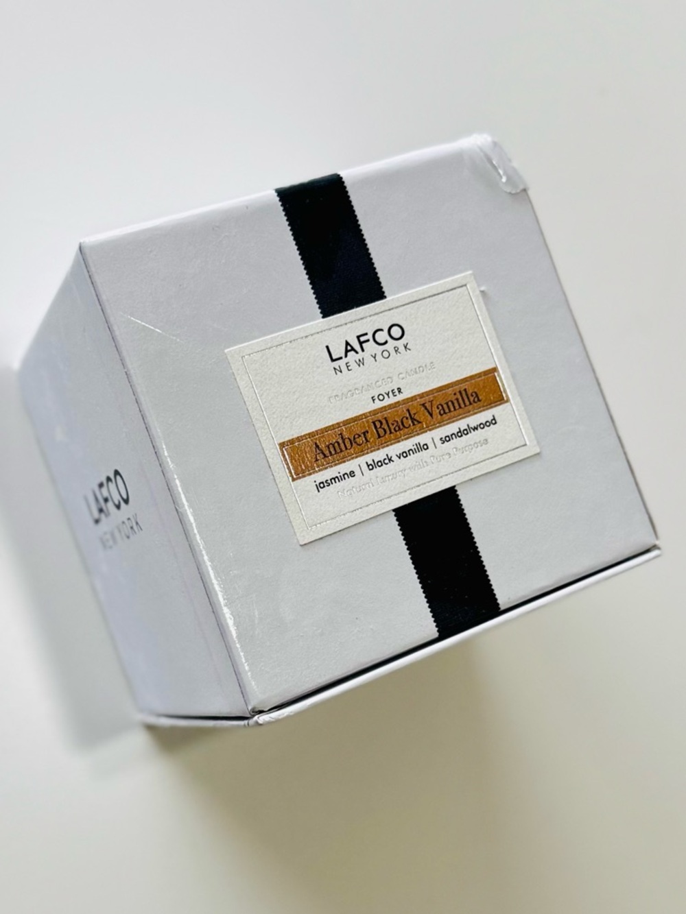 LAFCO 4” Thick Glossy White Square Box w Black Ribbon